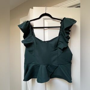 Express green peplum top with shoulder accents